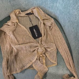 Pretty Little Thing Sheer Gold Top